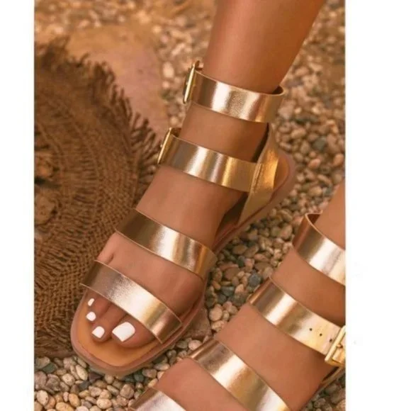 !! NEW !! Strappy Gladiator Sandals in Gold Champagne - Picture 12 of 12